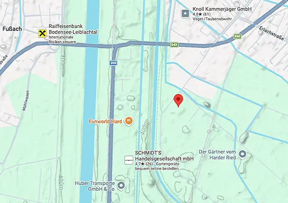 Google Maps Karte mit Anfahrt zur pool.form GmbH in Hard, Vorarlberg